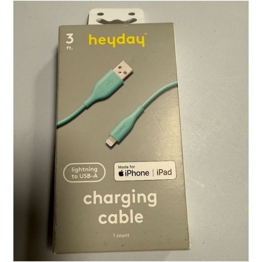 Heyday 3' Lightning to USB-a Round Cable Spring Teal